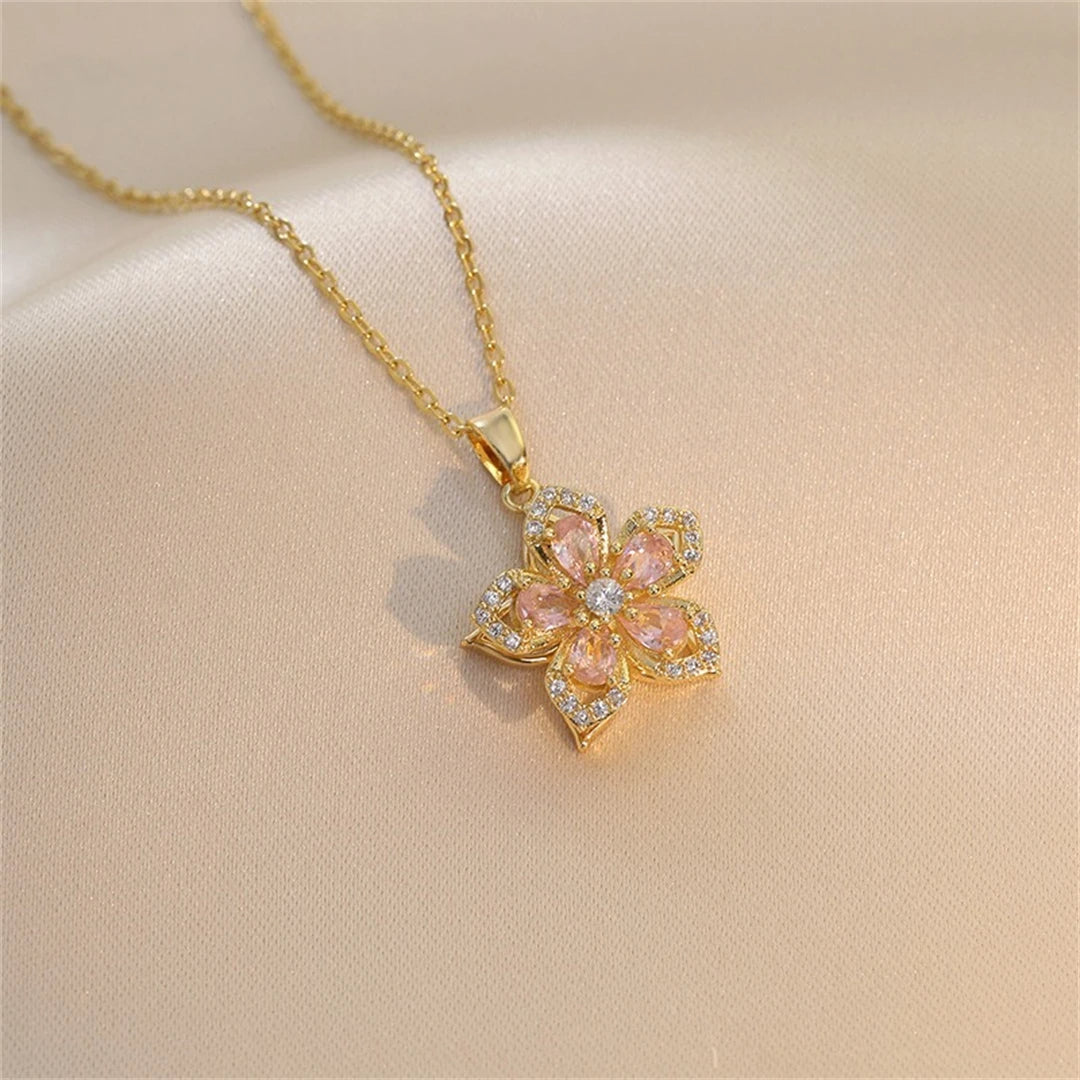 Rotating Flower Necklace