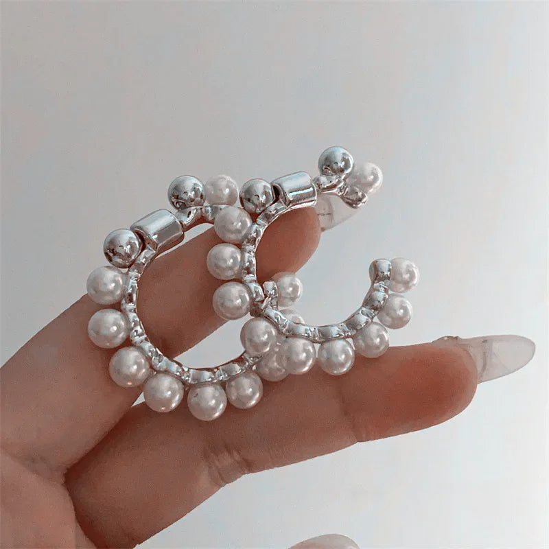 C-Shaped Pearl Earrings