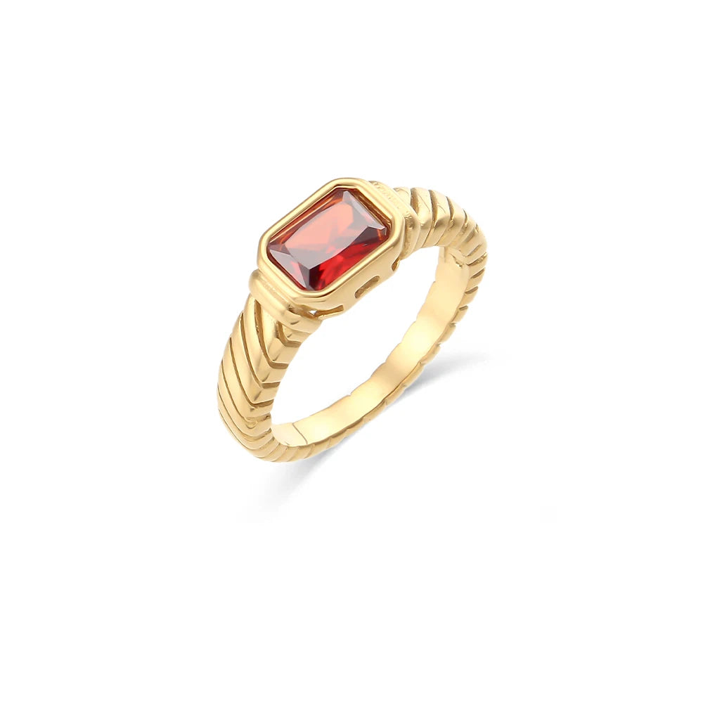 Thin Square Stone Ring