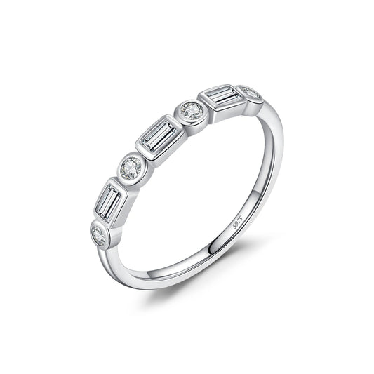 Geometric Diamond Band Ring