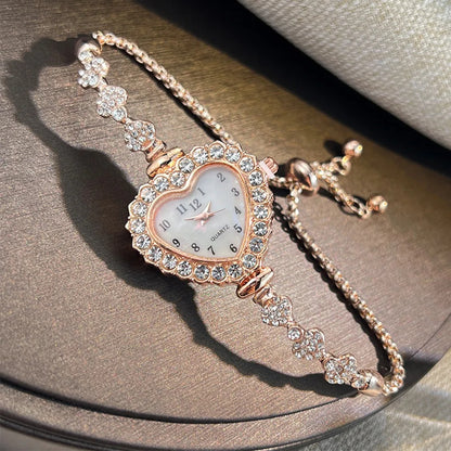 Rhinestone Studded Heart Watch