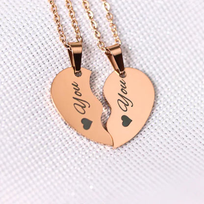 Personalized Split Heart Couple Necklace