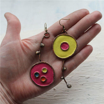 Asymmetric Metal Drop Boho Earrings