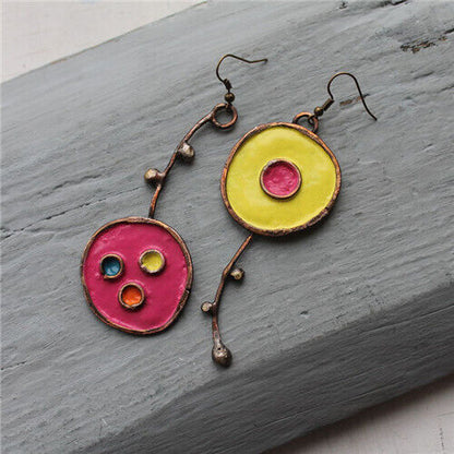 Asymmetric Metal Drop Boho Earrings