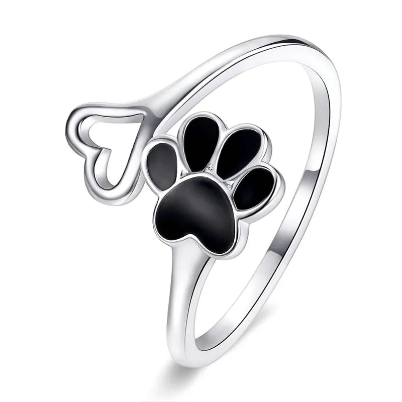 Silver Dog Paw Ring
