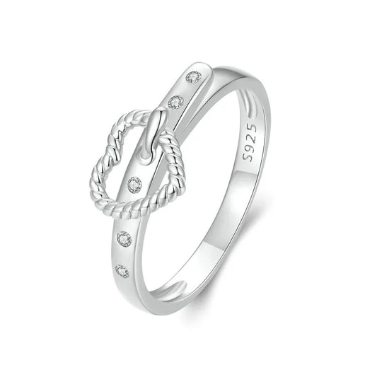 Silver Heart Belt Ring