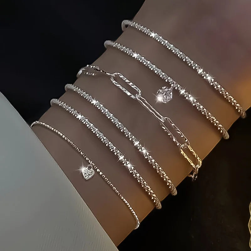 6 PCS Chunky Chain Link Bracelet Set