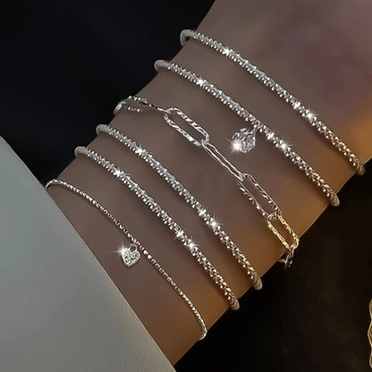 6 PCS Chunky Chain Link Bracelet Set