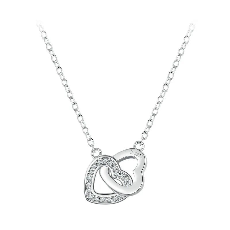 Silver Connected Hearts Necklace