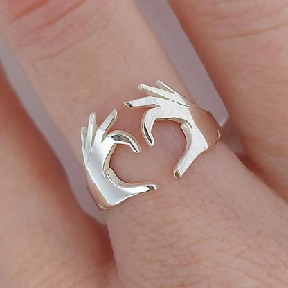 Double Hand Heart Ring