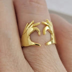 Double Hand Heart Ring