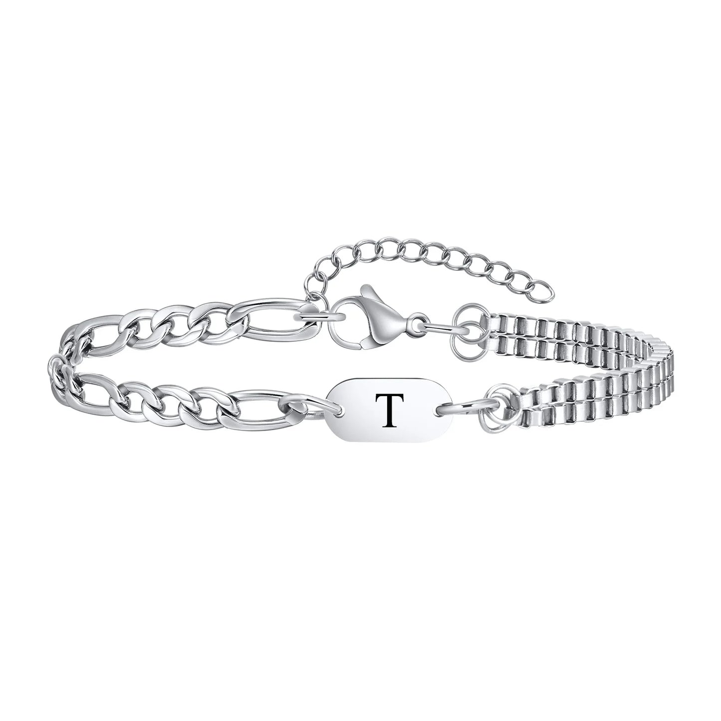 Silver Initial Unisex Bracelet