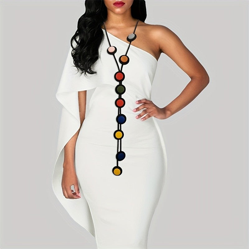 Asymmetric Multi-Color Disc Necklace