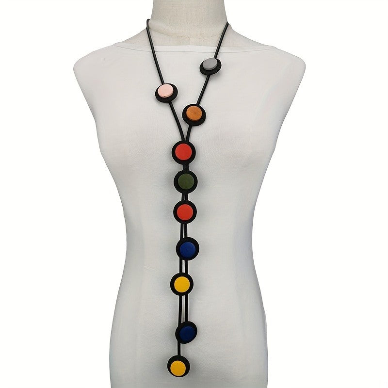 Asymmetric Multi-Color Disc Necklace