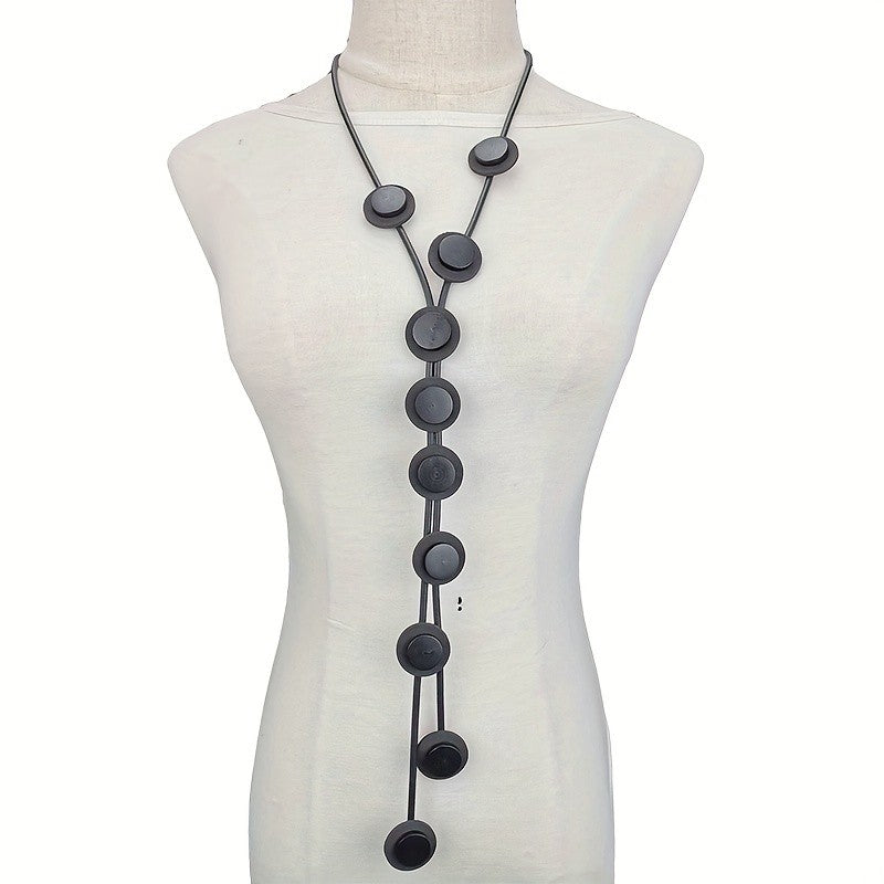 Asymmetric Multi-Color Disc Necklace