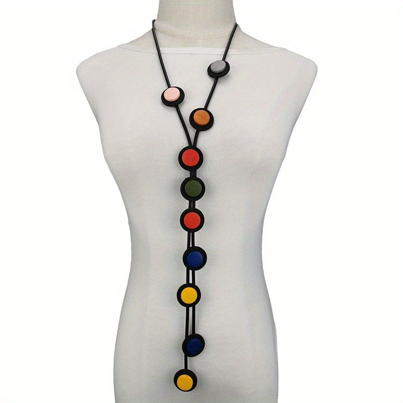 Asymmetric Multi-Color Disc Necklace