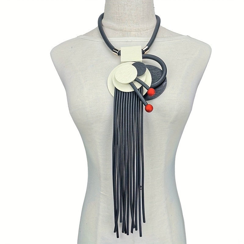 Asymmetric Geometric Tassel Necklace