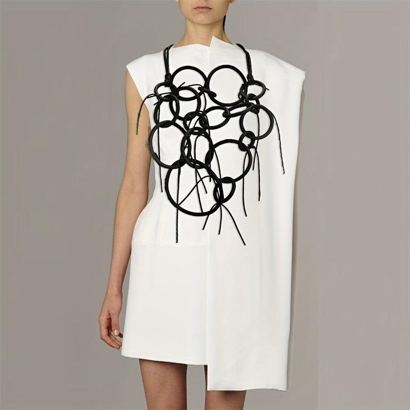 Asymmetric Black Loop Necklace