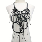 Asymmetric Black Loop Necklace