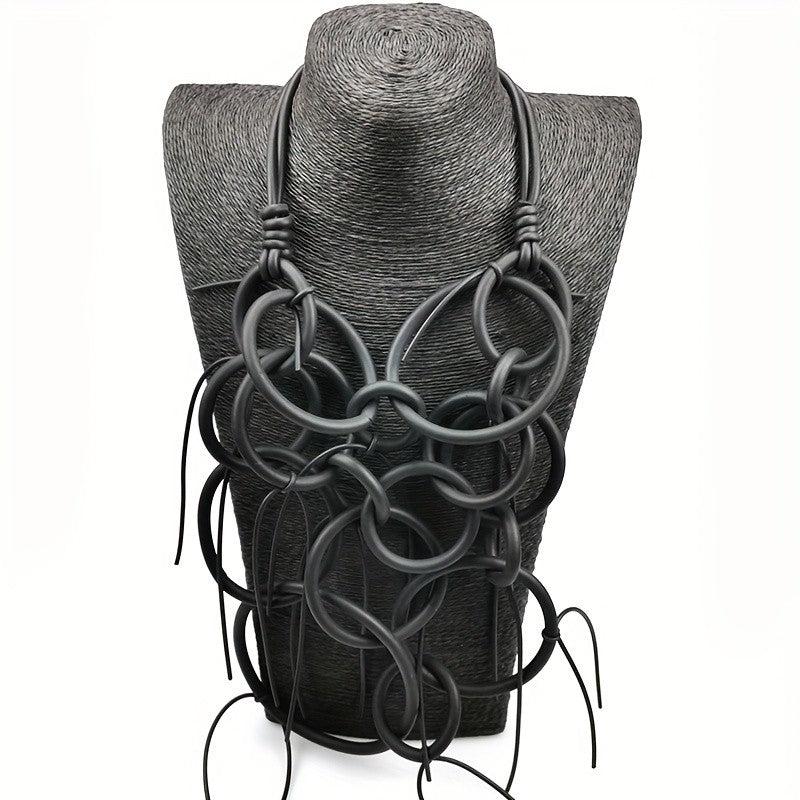 Asymmetric Black Loop Necklace