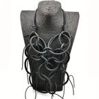 Asymmetric Black Loop Necklace