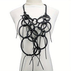 Asymmetric Black Loop Necklace