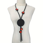 Asymmetric Black Circle Y-Necklace