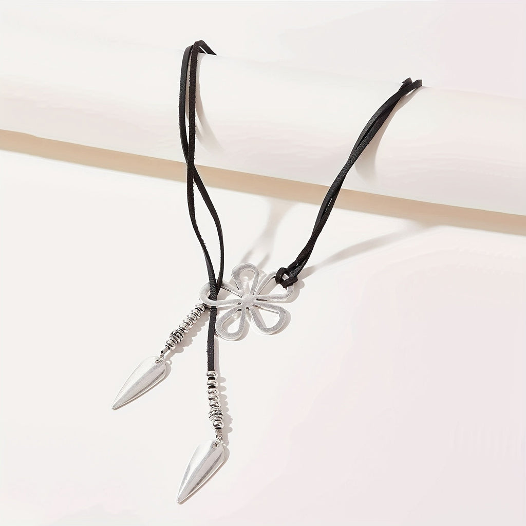 Flower Leather Choker Necklace
