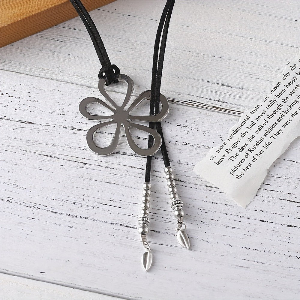Flower Leather Choker Necklace