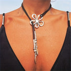 Flower Leather Choker Necklace