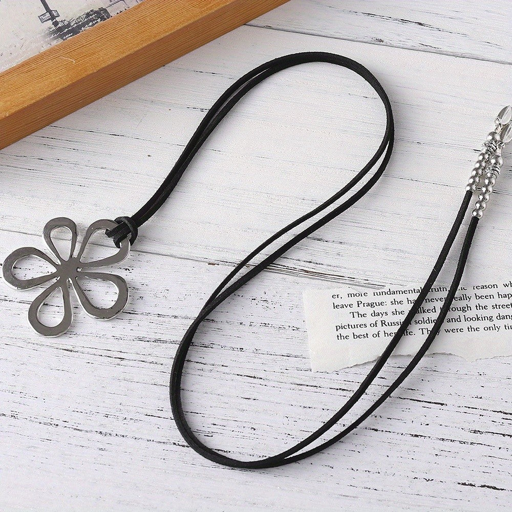 Flower Leather Choker Necklace