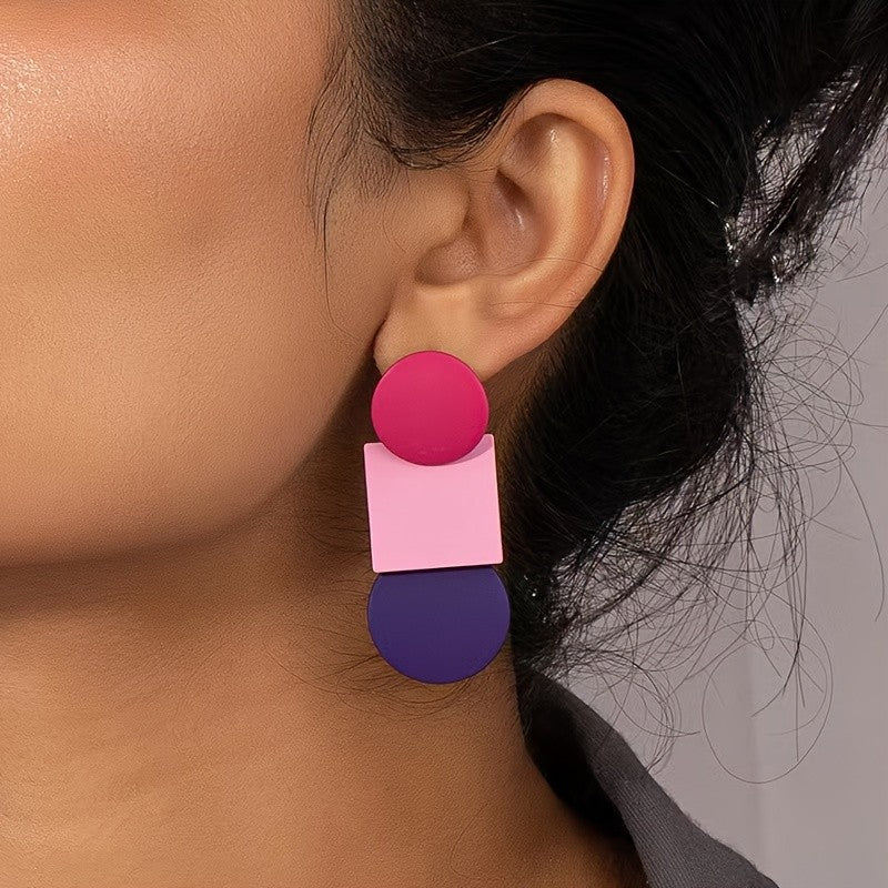 Geometric Stacked Color Block Earrings