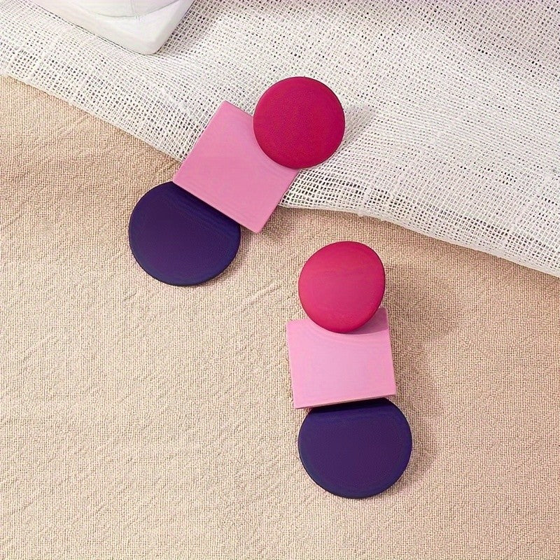 Geometric Stacked Color Block Earrings