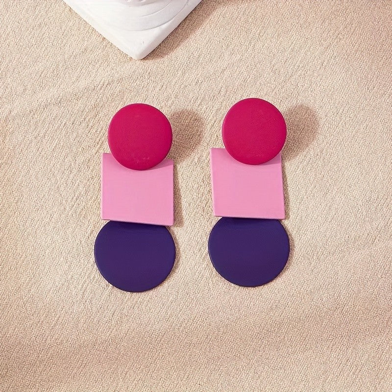 Geometric Stacked Color Block Earrings