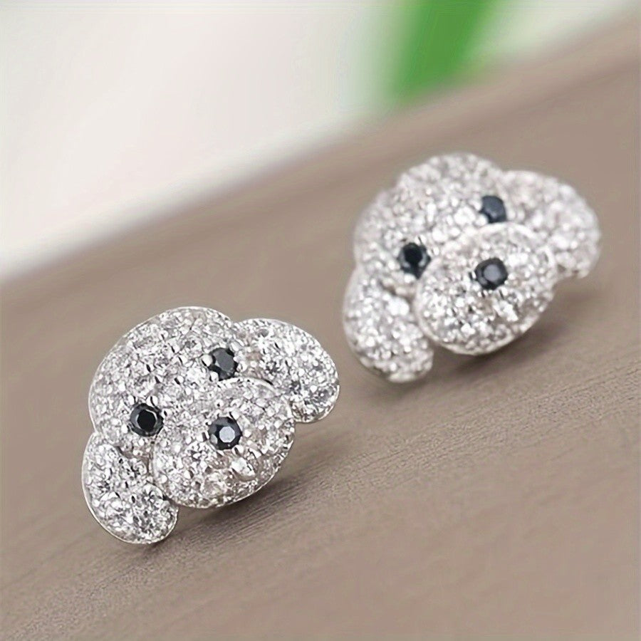 Cute Zircon Dog Stud Earrings