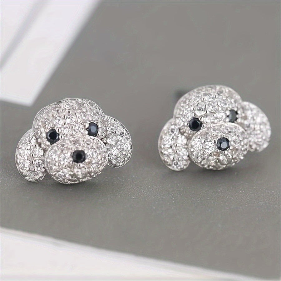 Cute Zircon Dog Stud Earrings