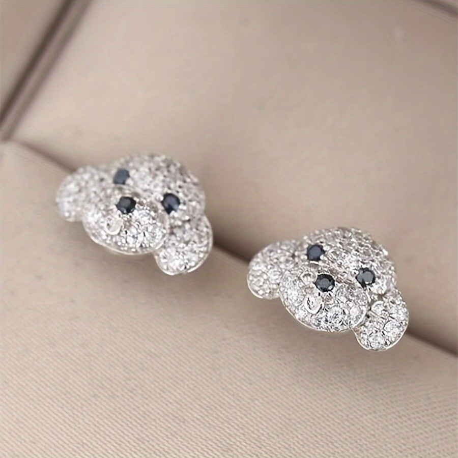 Cute Zircon Dog Stud Earrings