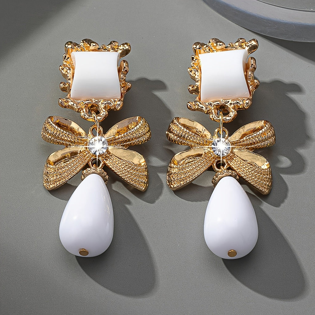 18k Vintage Bow Drop Earrings