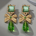 18k Vintage Bow Drop Earrings