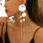 Asymmetric Gold Disc Drop Earrings