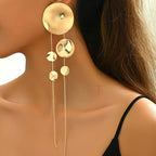 Asymmetric Gold Disc Drop Earrings