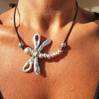 Boho Dragonfly Pendant Leather Necklace
