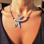 Boho Dragonfly Pendant Leather Necklace