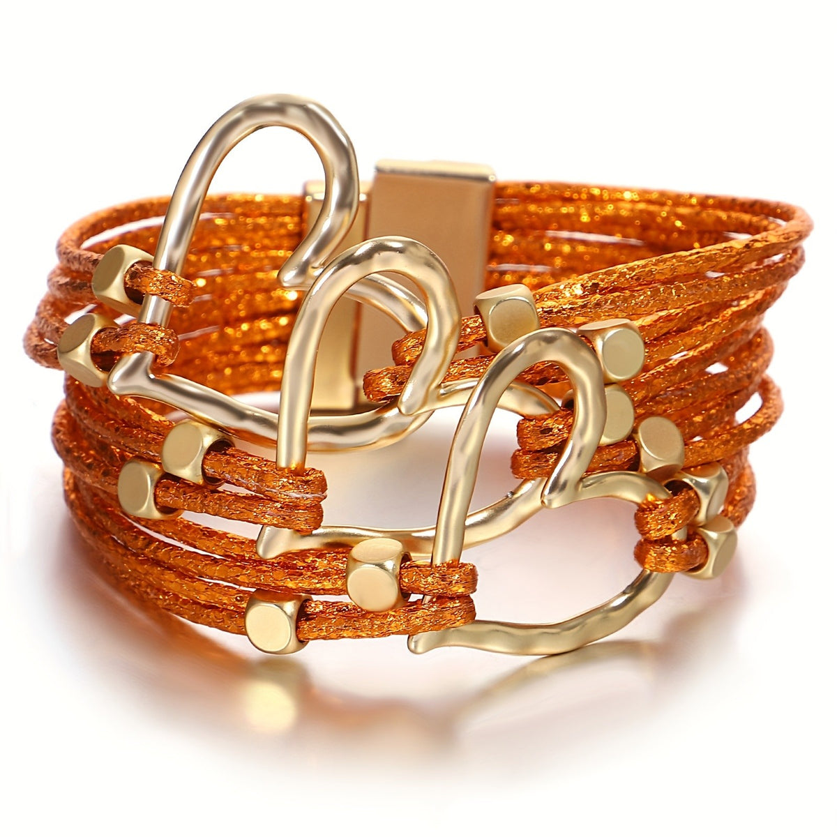 Boho Braided Heart Cuff Bracelet