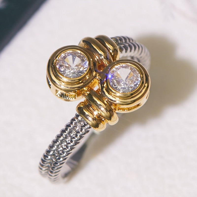 Two-Tone Braided Zircon Ring