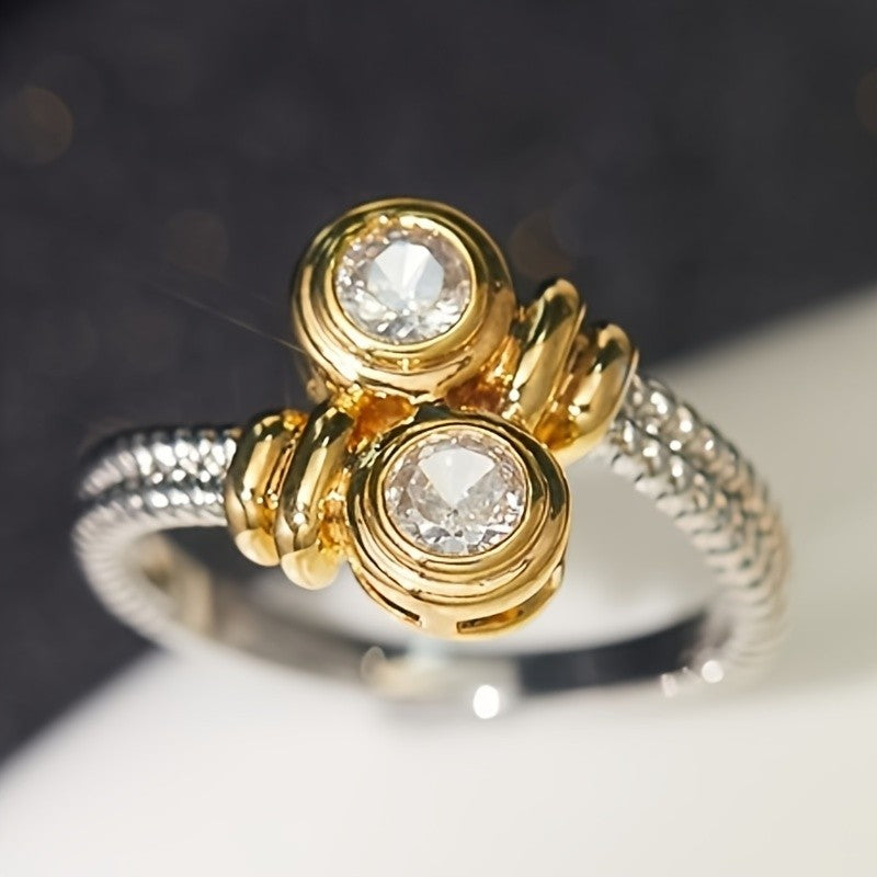 Two-Tone Braided Zircon Ring