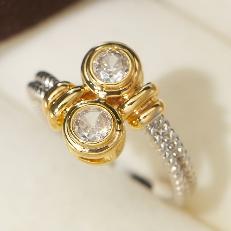 Two-Tone Braided Zircon Ring