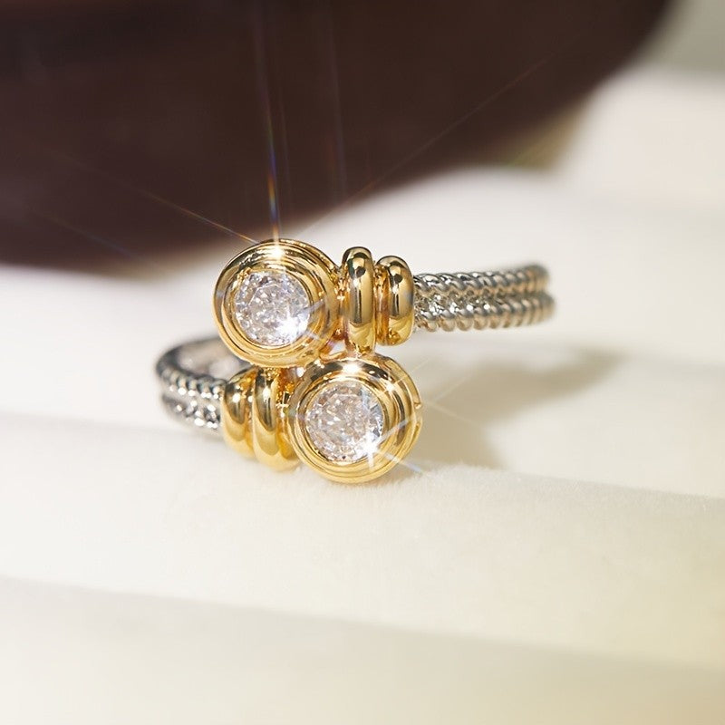 Two-Tone Braided Zircon Ring