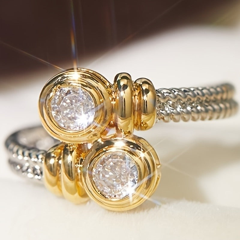 Two-Tone Braided Zircon Ring