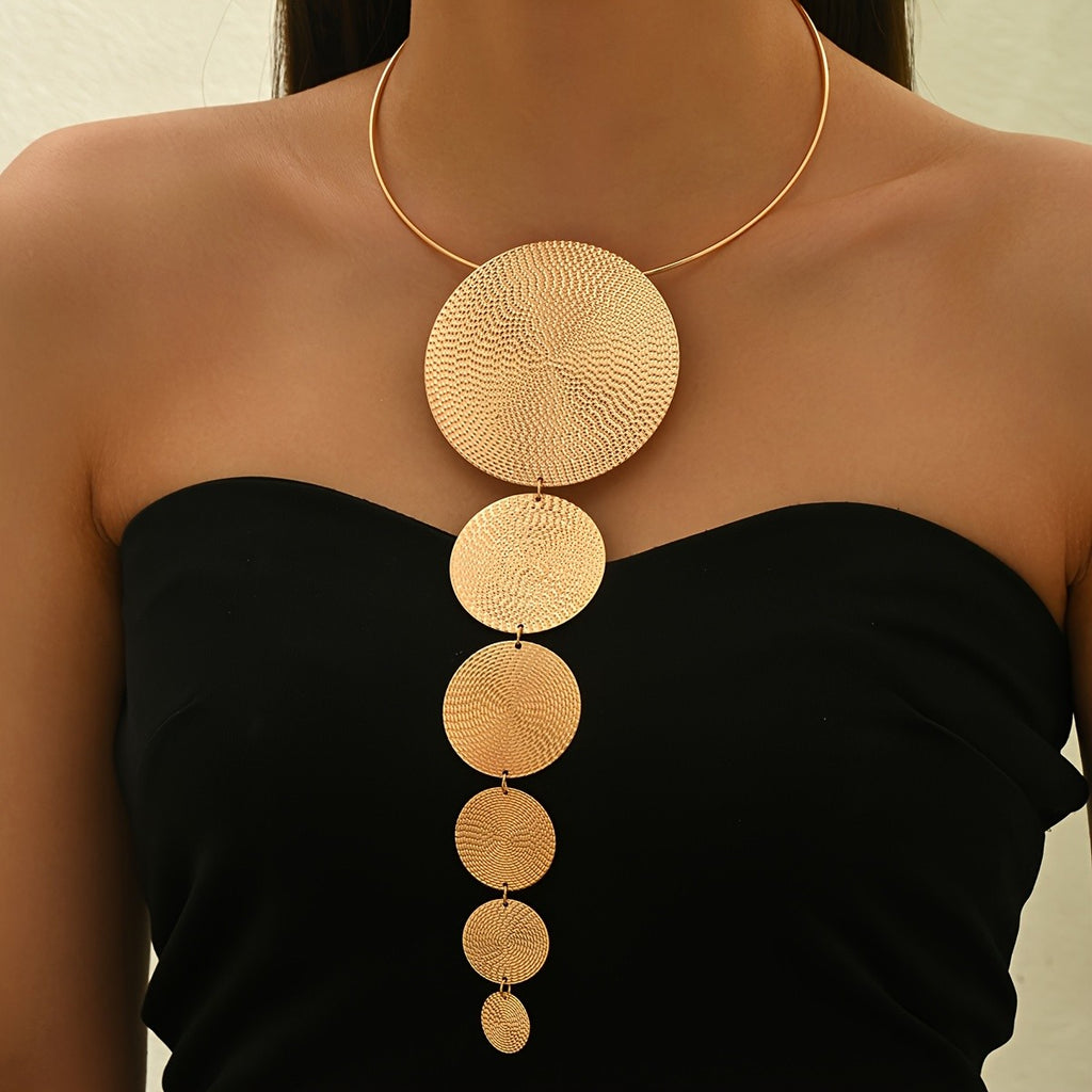 Geometric Cascading Disc Necklace